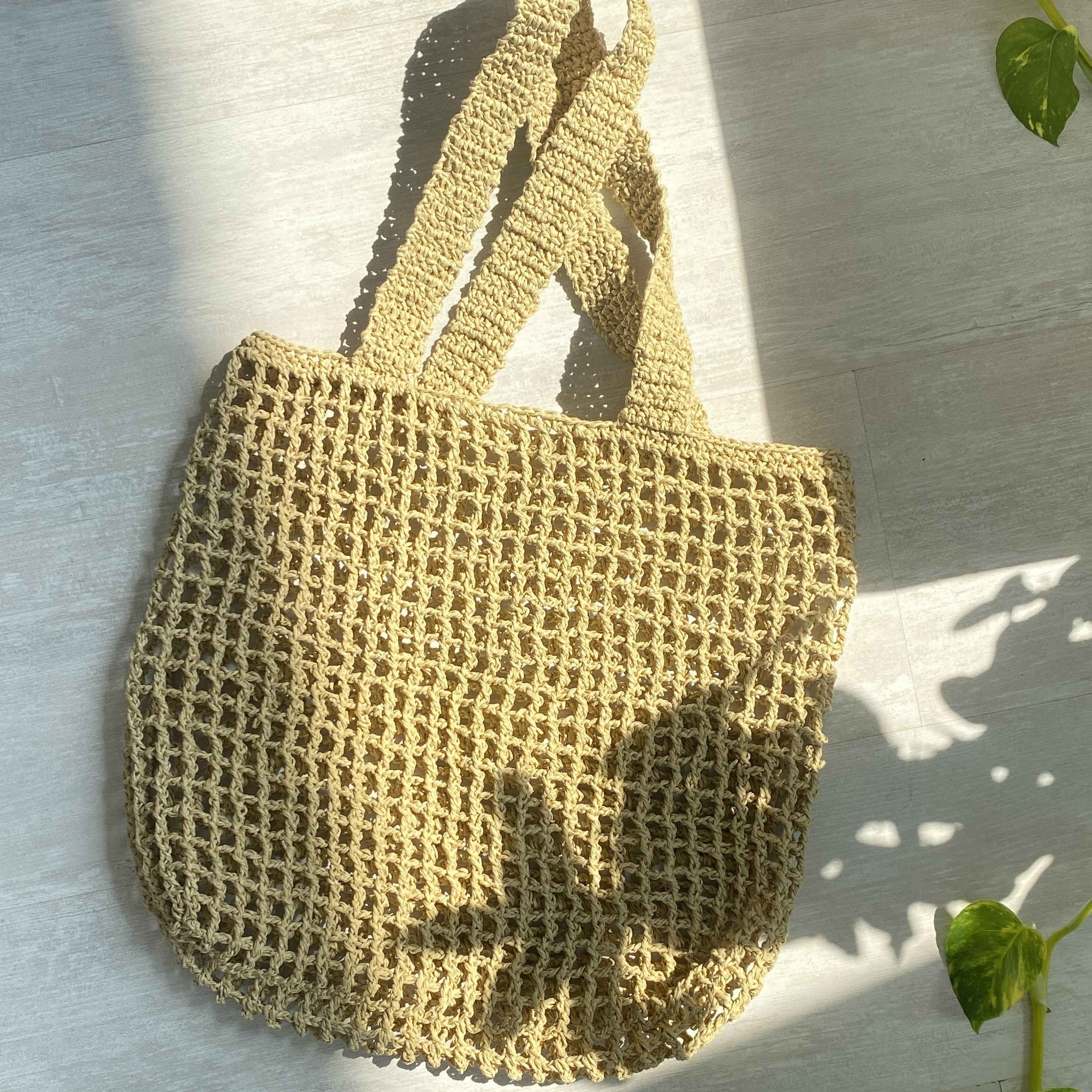 Handgemaakte Boho Raffia Tas – Gehaakt