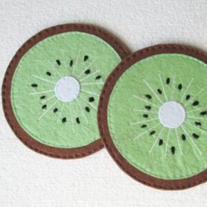 Handgemaakte Kiwi Vilt Onderzetters – Set van 6