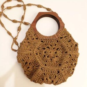 Handgemaakte Raffia Gehaakte Draagtas – Lichtgewicht & Duurzaam