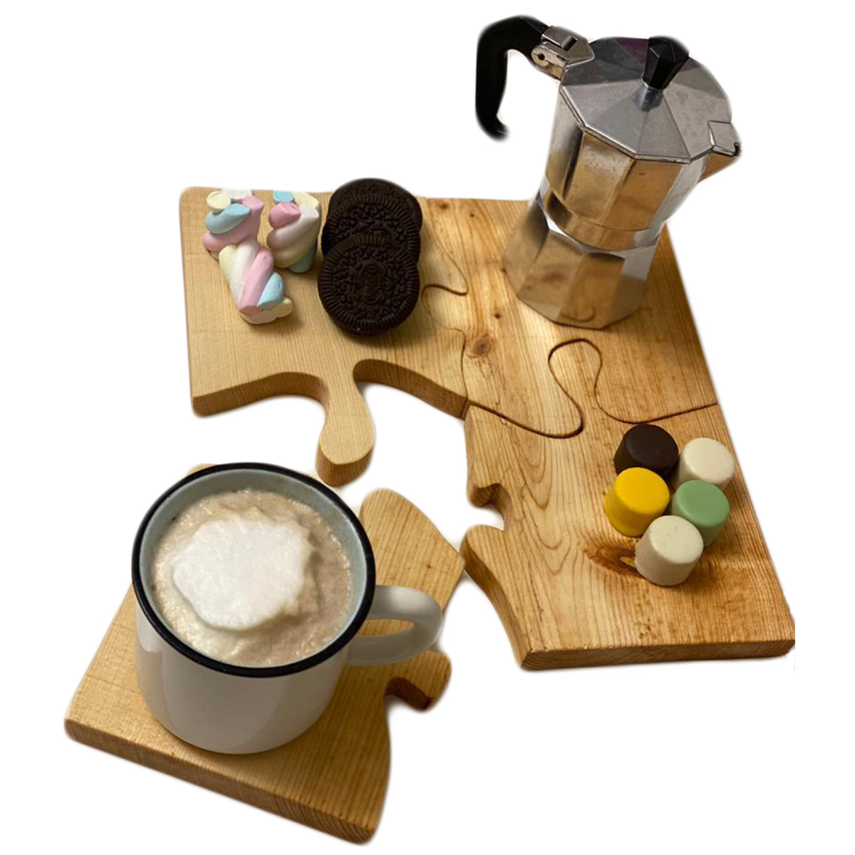 In elkaar Grijpende Puzzel Onderzetters 4-pack – Beschermend & Stijlvol voor Houten Oppervlakken