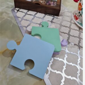 Stenen Puzzel Onderzetters – Lichtblauw (Set van 4)