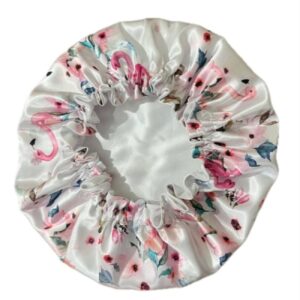 Lichtgewicht Satijnen Slaapmuts met Flamingo Print – Geschikt voor Comfortabele Nachtrust