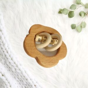 Lichtgewicht Houten Baby Rammelaar met Ring in Wolk Ontwerp