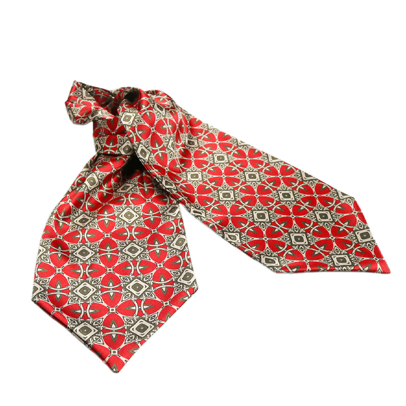 Geometrische Ascot Das – Klassieke & Formele Stijl Geschikt voor Heren & Elk Seizoen in Rood