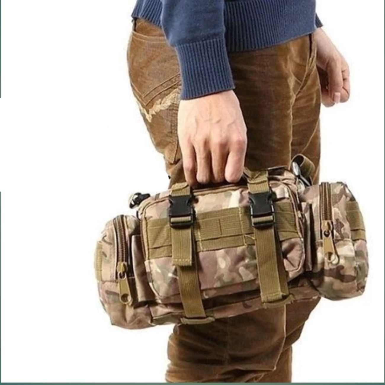 Heren militair-stijl tactische heuptas met meerdere compartimenten voor gereedschap, uitrusting en dagelijkse benodigdheden