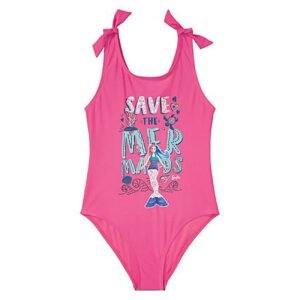 Zeemeermin print meisjes zwemkleding | Eén stuk strikontwerp