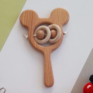Mickey Mouse Baby Rammelaar – Houten Bijtring