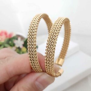 Minimalistische Gevlochten Manchette Armband – Staal