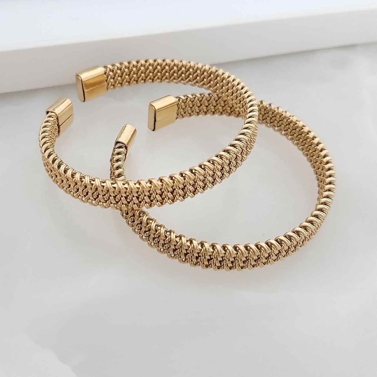 Minimalistische Gevlochten Manchette Armband – Staal