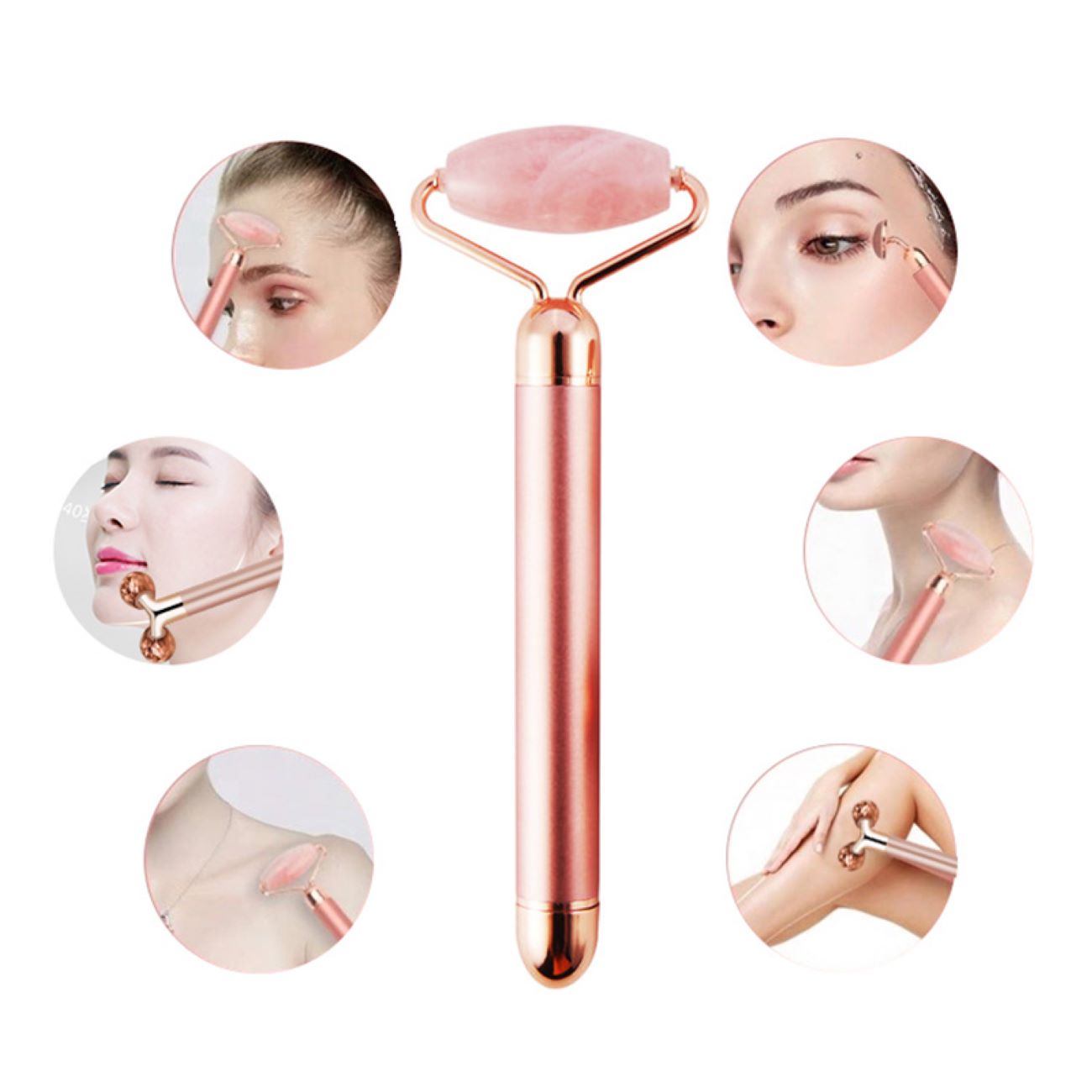 Natuurlijke Steen Gezichtsroller Set – Rozesteen