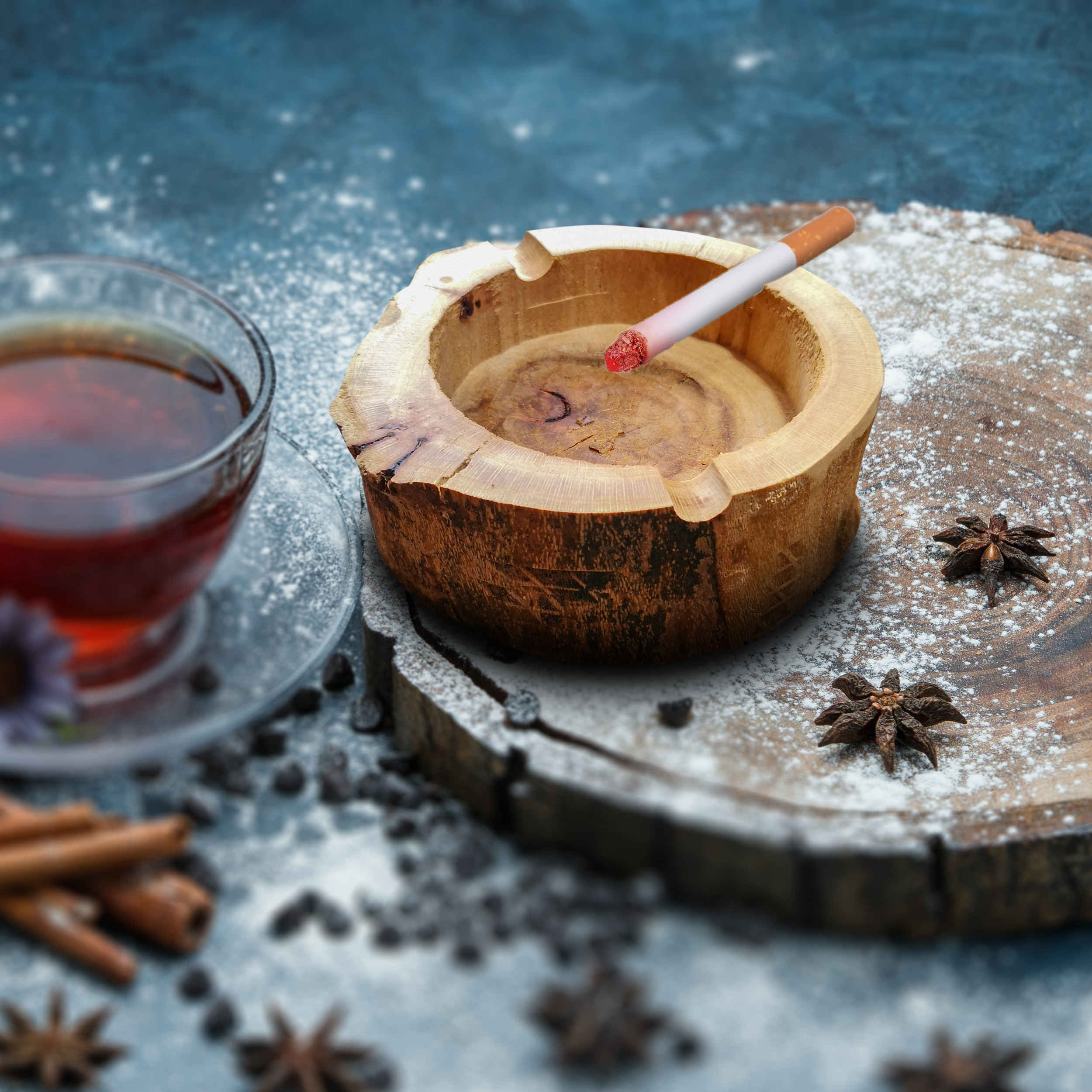 Natuur Gesneden Log Asbak – Bruin Houtblok