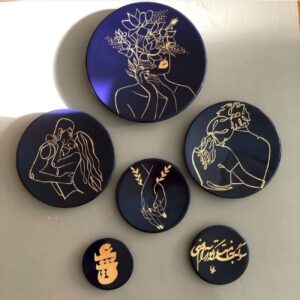 Keramische Wandborden met Geliefden, Poëzie, en Omhelzing Design — Set van 6