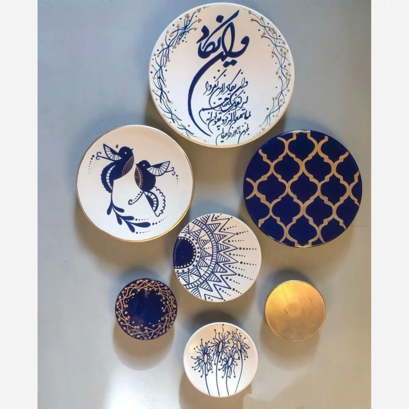Keramische Wandborden met Wan Yakad en Vogel Design — Set van 7