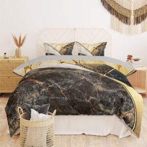 Premium Tweepersoons Bedden Collectie in Marmer Ontwerp – 6-Delige Set