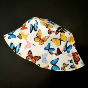 Bucket Hat met Vlinderpatroon – Relaxte Pasvorm Wit