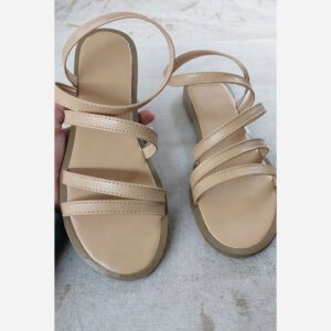 Korte Gladiator Sandalen – Enkelband Crème