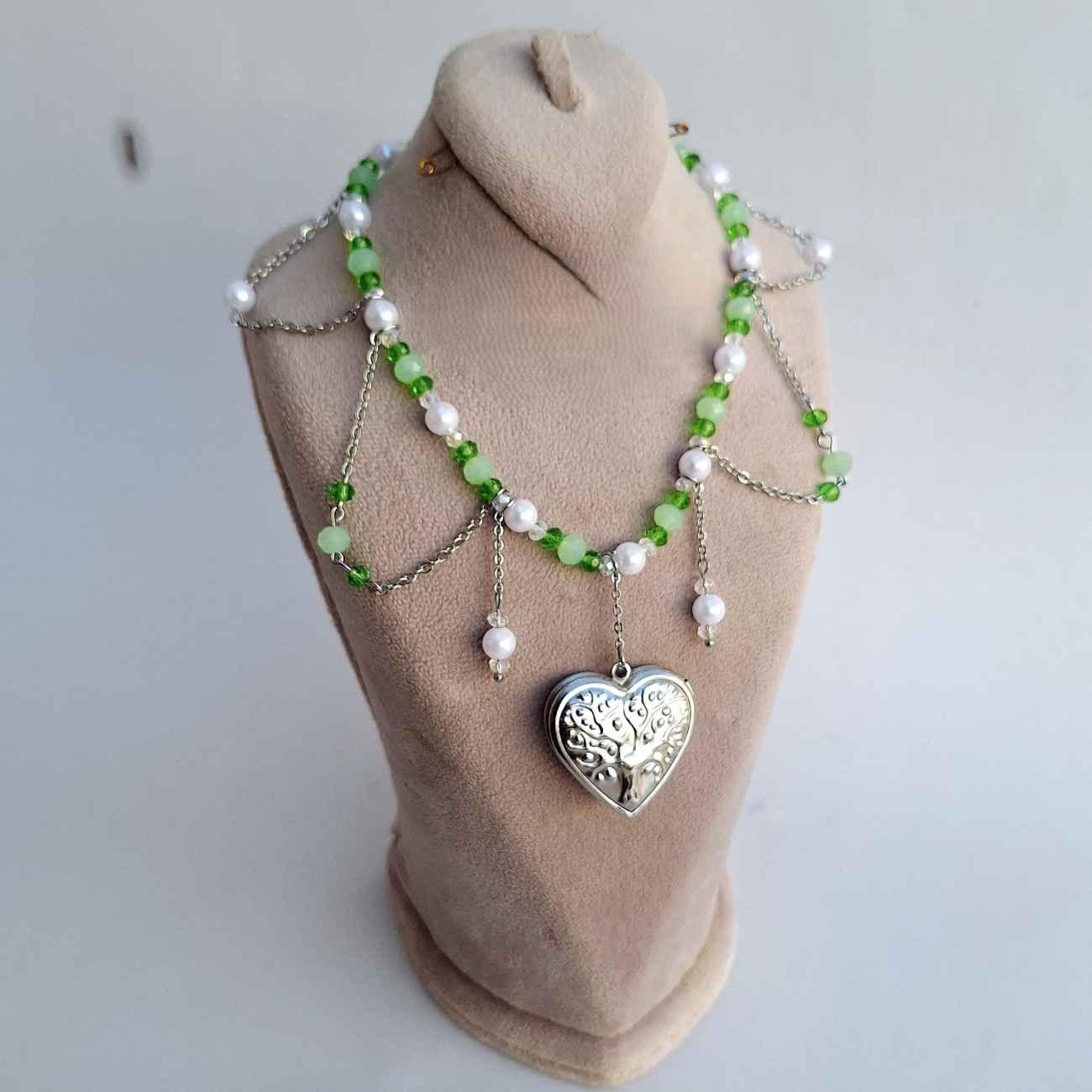 Zilveren RVS Choker Ketting met Parel & Kristallen