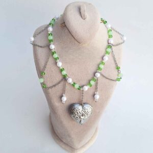 Zilveren RVS Choker Ketting met Parel & Kristallen