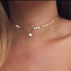 Gouden RVS Choker Ketting met Pailletten – Cadeau voor Haar