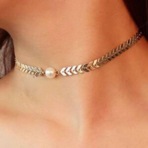 Gouden Choker Ketting – Visgraat Design – RVS