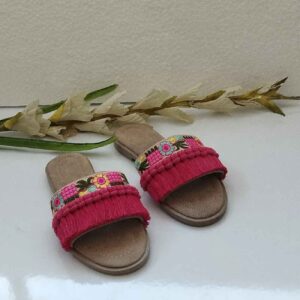 Stijlvolle Macramé Slipper Ideale Keuze voor Feest & Ontspanning met Bloemontwerp in Roze
