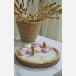 Stijlvolle Houten Kaarsenpot – Perfect voor Geschenk & Huisdecoratie met Hart Ontwerp