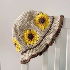 Zonnebloem Gehaakte Bucket Hat – Cream