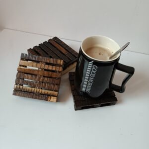 Houten Pallet-onderzetters – Rustieke Set van 6