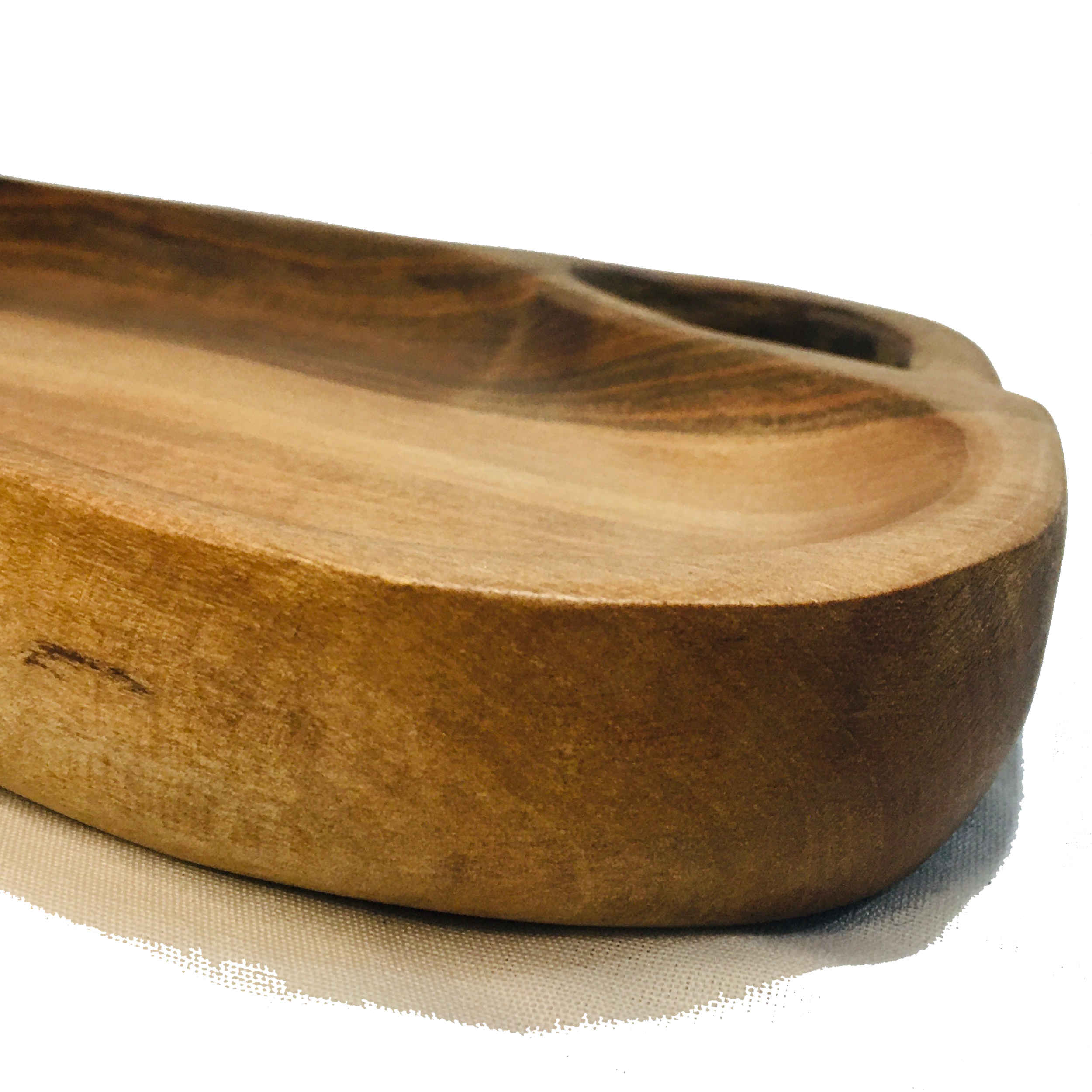 Klassiek rustiek houten dienblad met handgrepen – Versierd bruin dienblad