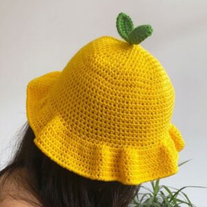 Unieke Handgemaakte Gehaakte Bucket Hat – Citroen Ontwerp