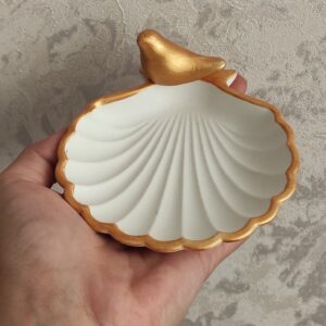 Unieke Schelp Sieradenhouder met Vogel Design