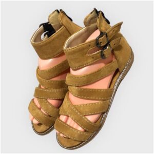 Dames Mode Platte Gladiatorsandalen – Bruin Suede