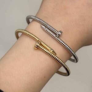 Zilver-Vergulde Manchetarmband – Schroef Ontwerp
