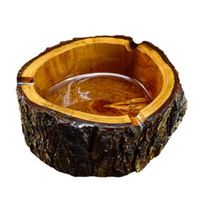 Hout en Hars Log Asbak – Geschikt voor Moderne Rustieke Decoratie