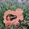 Wooden Lamb Baby Rattle – Oak Wood, Plant-Oil Finish with Movable Wheels (3)