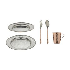 Zanjan 5-Delige Handgemaakte Koperen Servies Set – Traditioneel Perzisch Servies voor Elegant Dineren