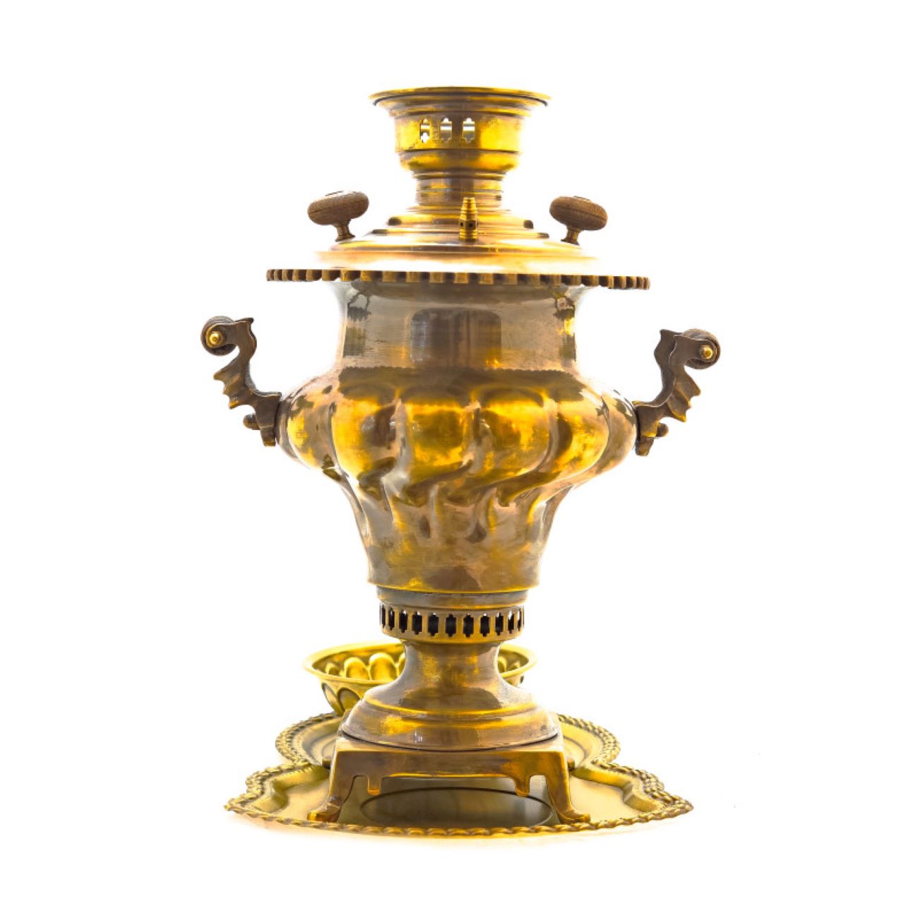 3-Delige Messing Houtskool Samovar Set, Pichi Model