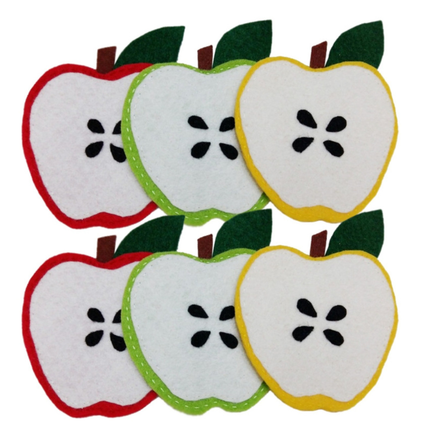 Appelschijfjes Vilten Onderzetters 6-pack – Perfect Inzeggingscadeau & Dagelijkse Tafelbescherming