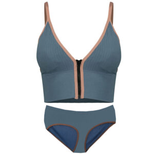 Atletische Crop Top en Slip Set – Blauw