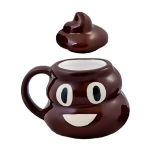 Keramische Mok in Fantasiestijl met Deksel & Grappig Emoji Ontwerp