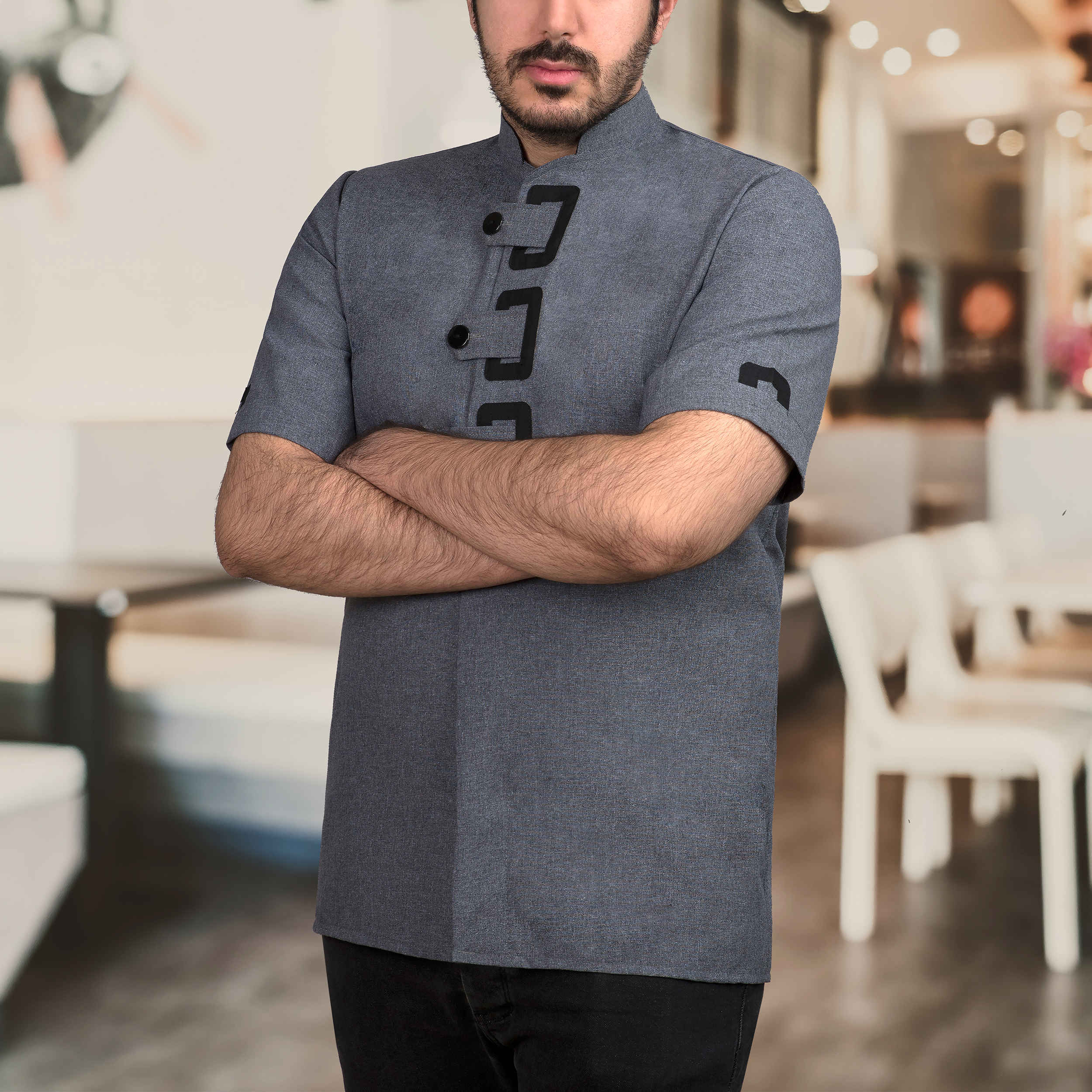 Grijze Koksjas Modern Fit – Twill Stof