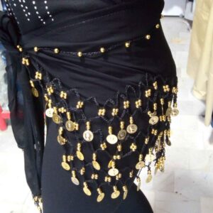Chiffon Buikdans Heup Sjaal – Perfect voor Festival met Zijde Draad & Munten