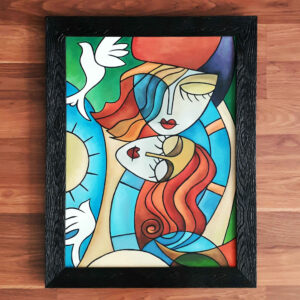 Vierkant kubisme muurkunst schilderij – Acryl op canvas