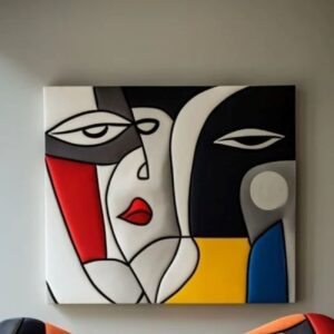Kubistisch gezicht schilderij – Handgeschilderd op canvas