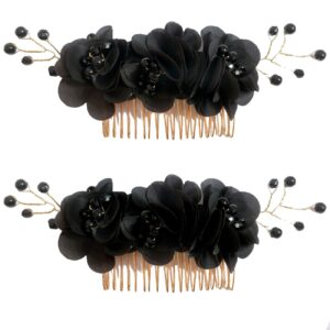 Elegante metalen haarkam clips met bloem set van 2