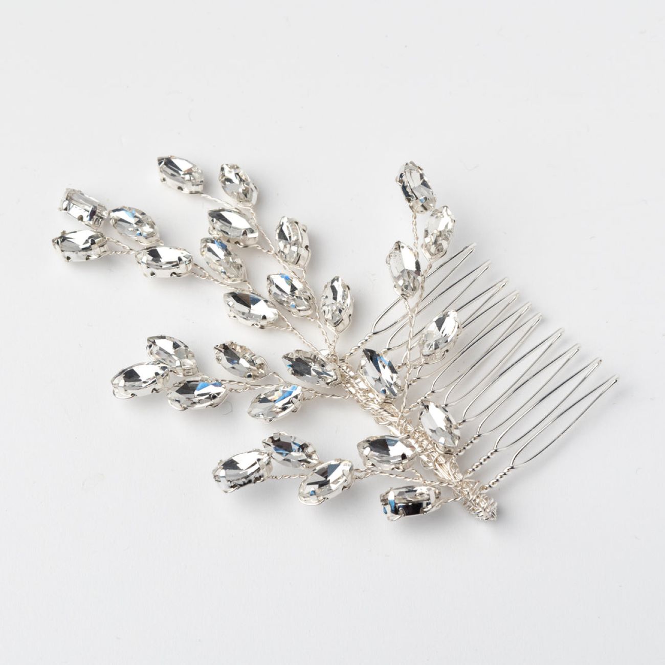 Elegante metalen haarkam clips met blad en edelsteen