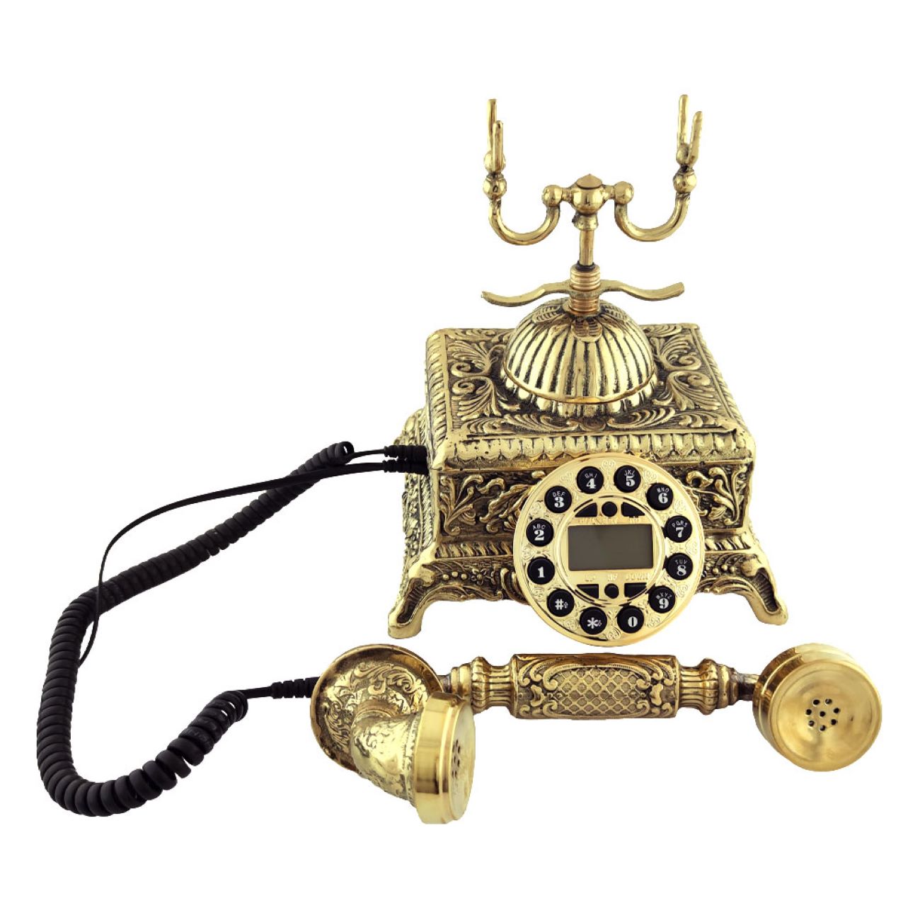 Elegante messing vintage telefoon in oude wereld stijl