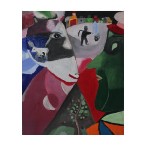 Kubistisch Olie Schilderij – Expressief Gezicht