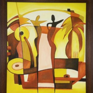 Geometrisch Kubistisch Olie Schilderij – Gedurfd en Expressief