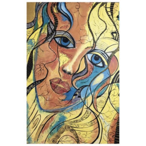 Handgeschilderd Kubistisch Acryl Schilderij op Canvas